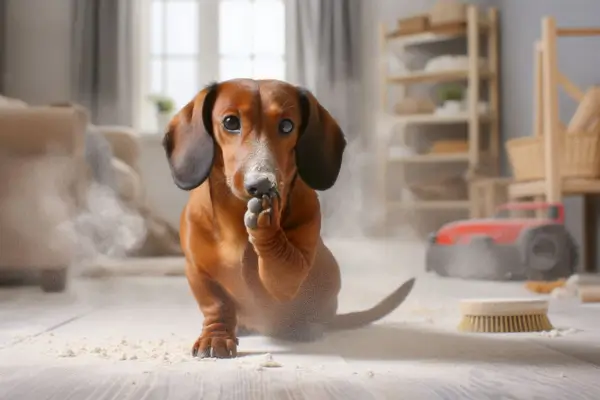 cachorro em uma casa empoeirada Alergias a poeira em cãesa