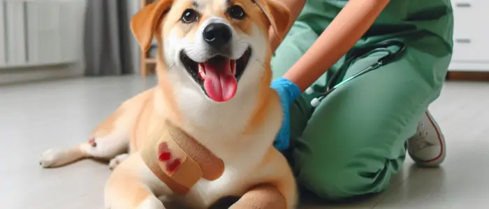 cachorro feliz com tratamento com mel manuka