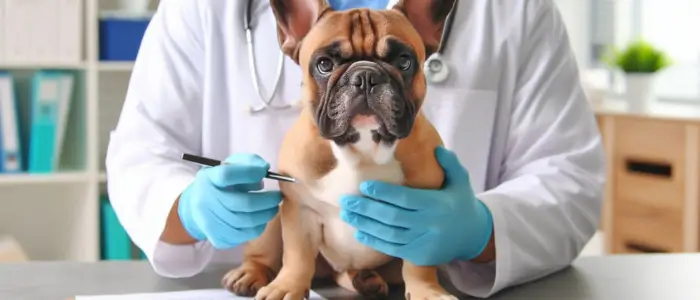 cachorro muito serio no consultorio veterinario