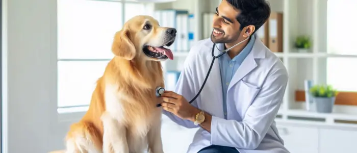 cao em consulta com medico veterinario