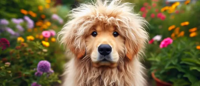 cachorro com o pelo todo Emaranhados e com  Nós