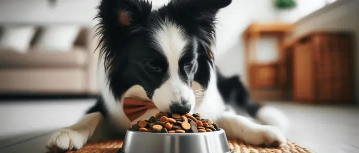 cachorro comendo uma racao hipoalergenica