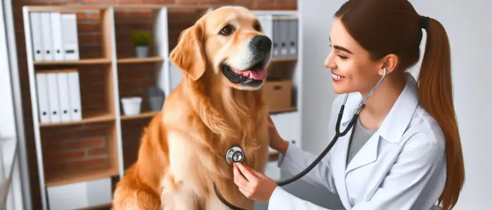 cachorro em consulta com o veterinario