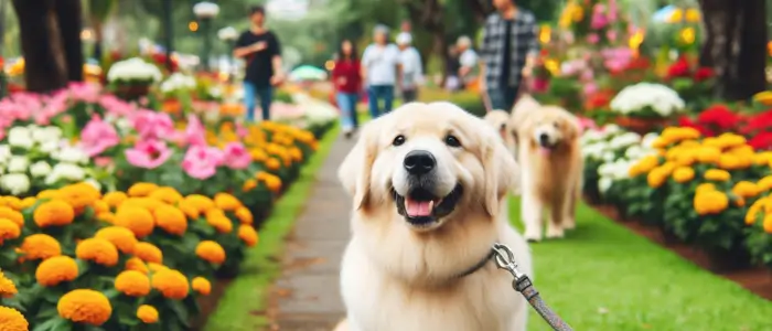 cachorro fazendo caminha no parque