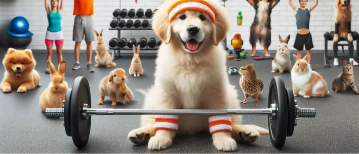 cachorro fazendo exercicio na academia