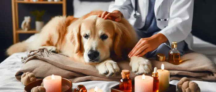 cachorro recebendo tratamento com oleo essencial