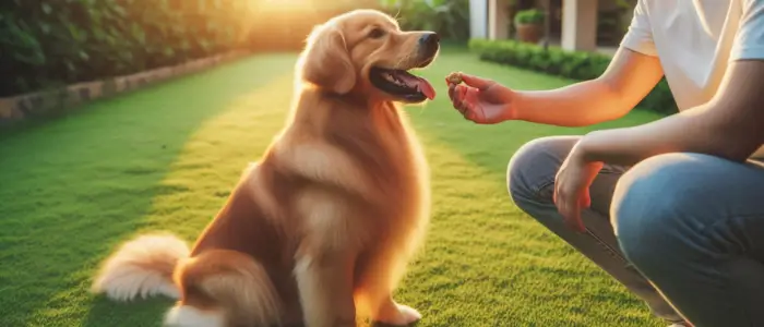 cachorro recebendo uma petisco como recompensa