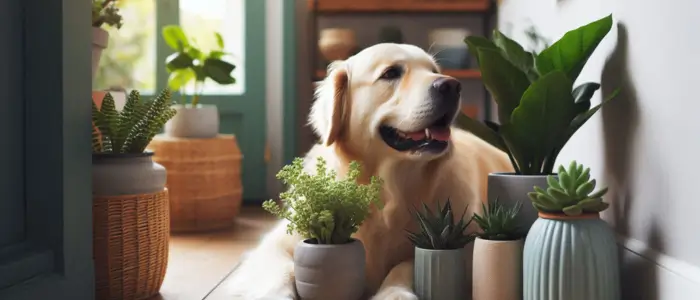 cachorro respirando ar puro em meio as plantas