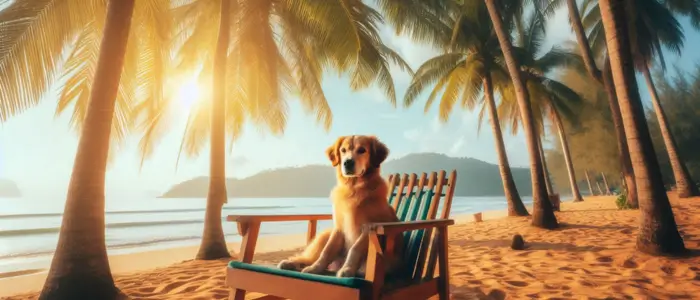 sombra e agua fresca cachorro na sombra na praia