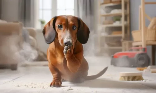  cachorro em uma casa empoeirada Alergias a poeira em cãesa